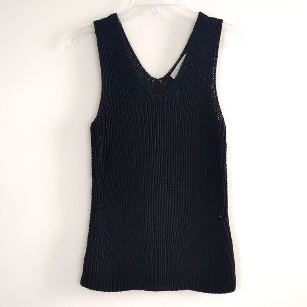 Women's LOFT Black Crochet Sleeveless Sweater (Size M)